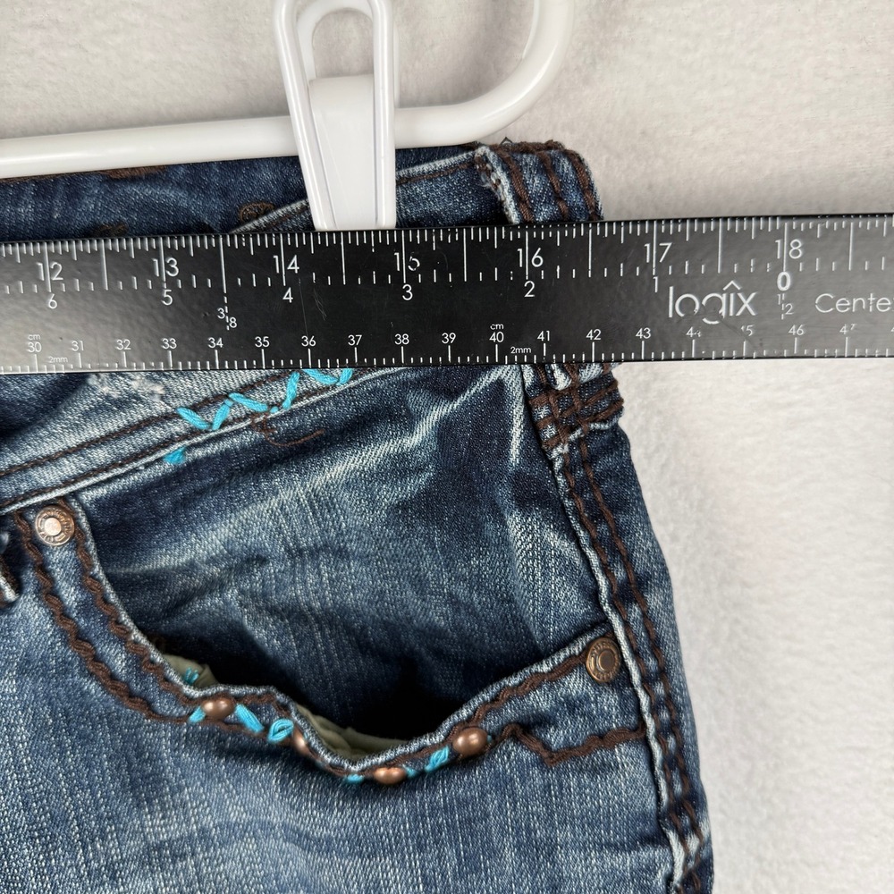 Cowgirl Tuff Co Jeans Womens 32 Blue Copper Bling Embellished Capri JCPBLC - Picture 6 of 11